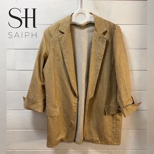 SAIPH Gold Shimmer Open Front Blazer Jacket – Size L